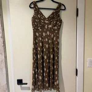 Vintage brown polka dot 100% silk Anne Klein dress